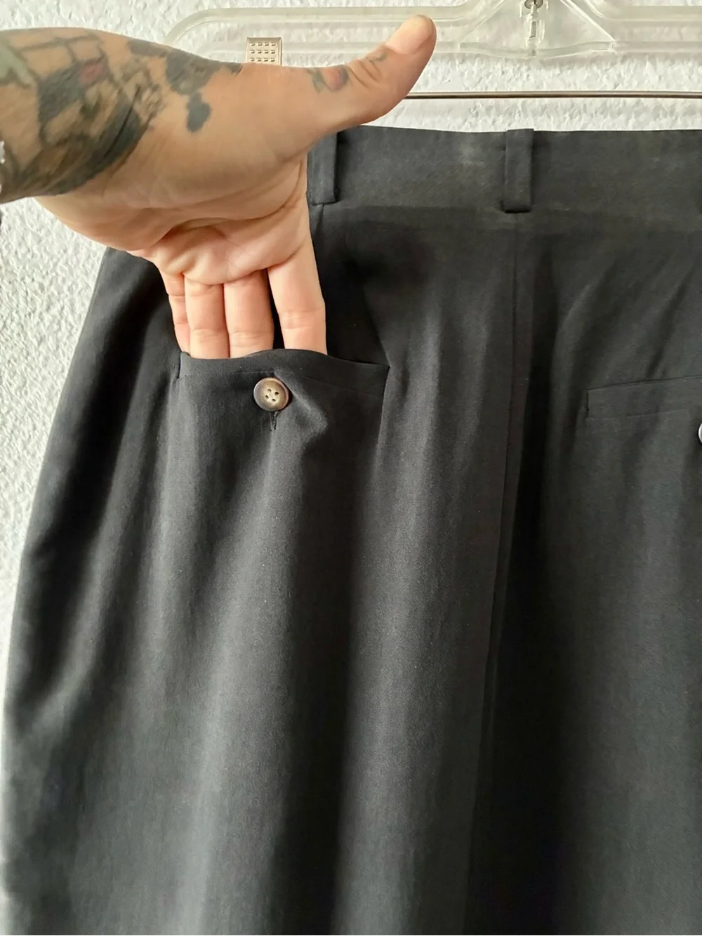 Seta Studios 10/40 💯 Silk 90s Minimalist High-Waist BLK Button-Front Maxi Skirt